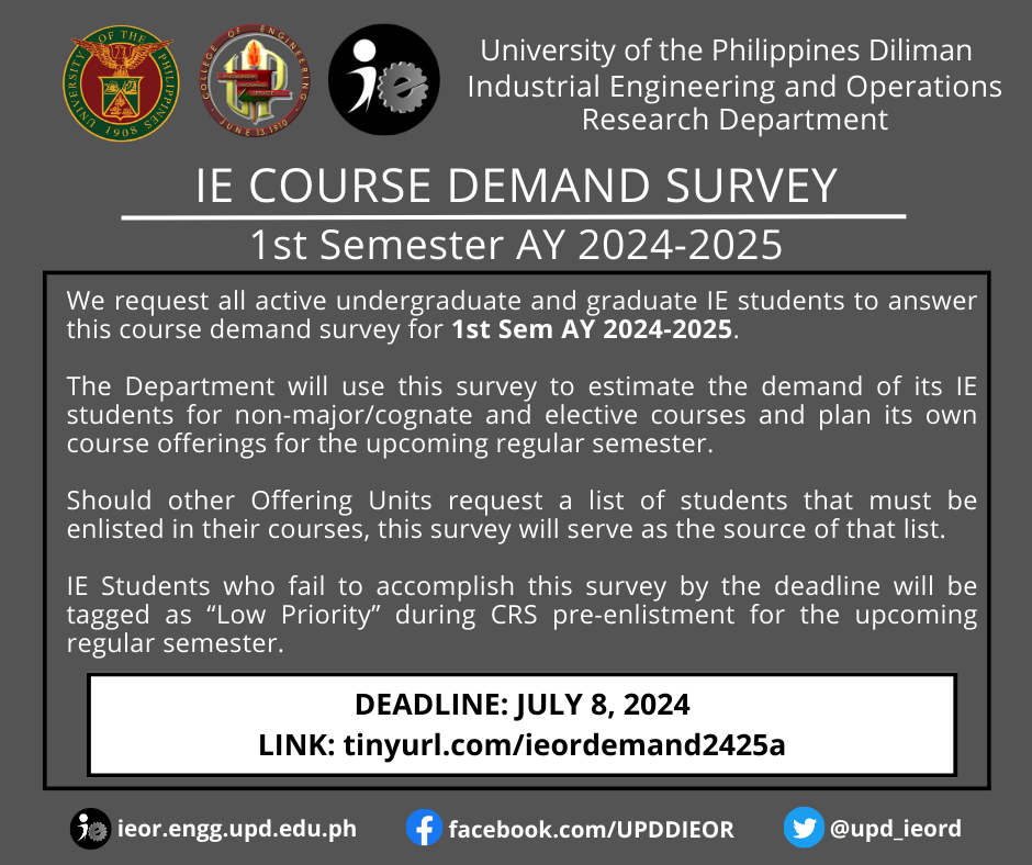 IE Course Demand Survey for 1st Semester AY 2024-2025