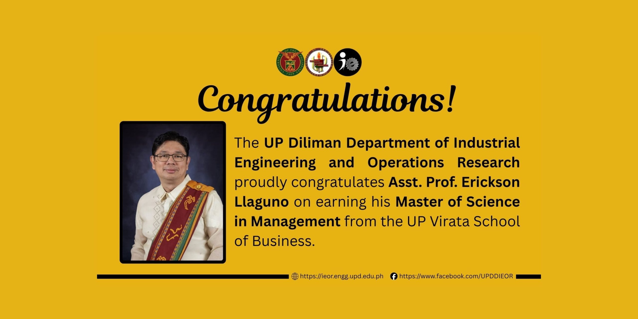 Celebrating Excellence: Asst. Prof. Erickson Llaguno Completes Master’s Degree