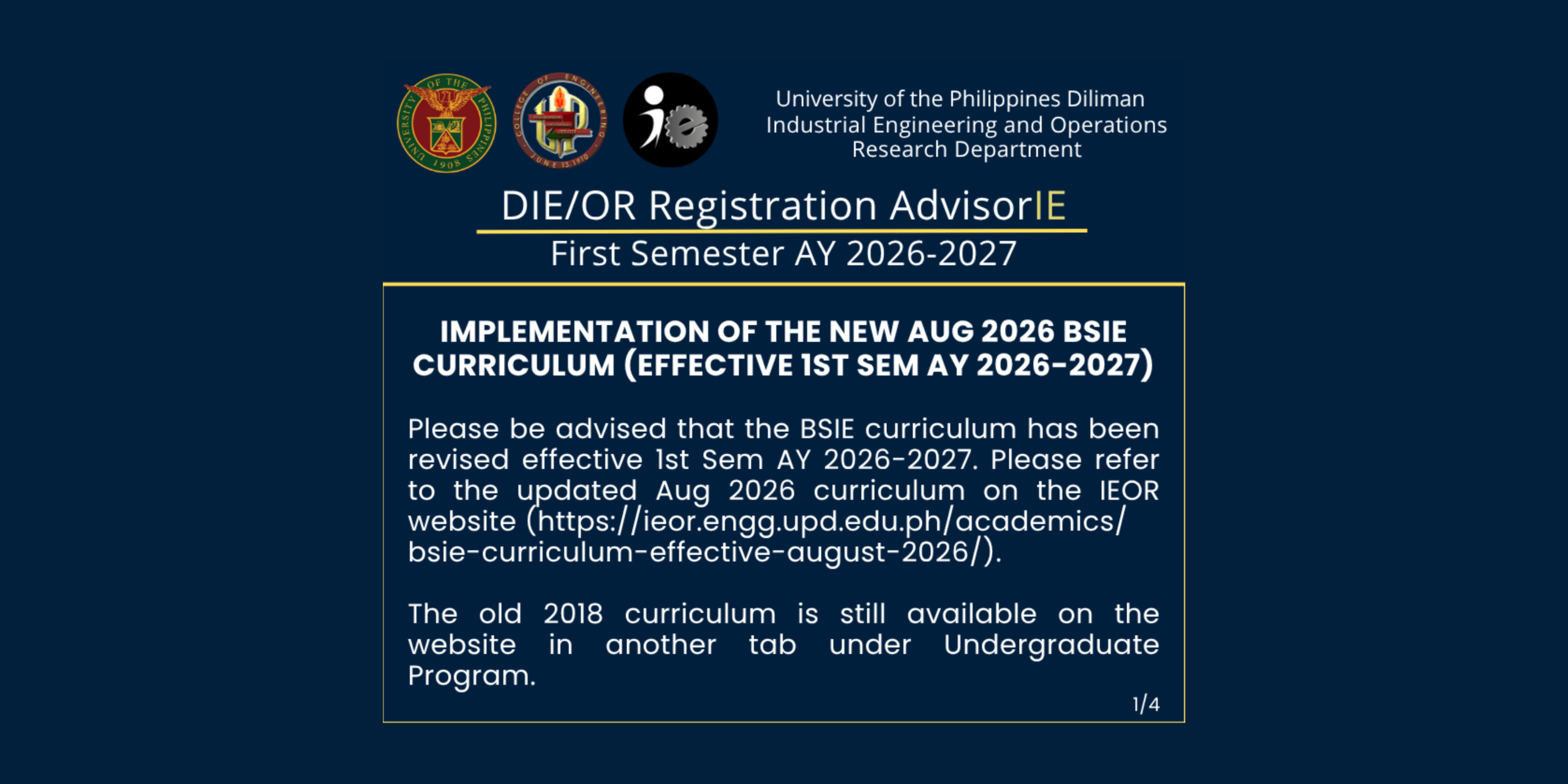 Implementation of the New Aug 2026 BSIE Curriculum (Effective 1st…